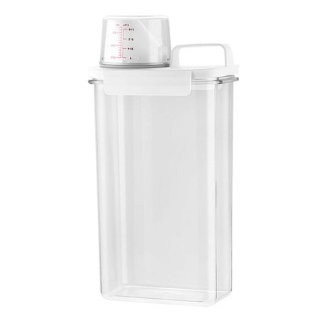 Ilmatiivis pyykinpesuainejauheen säilytyslaatikko pesujauheelle kannella ja kahvalla, monikäyttöinen