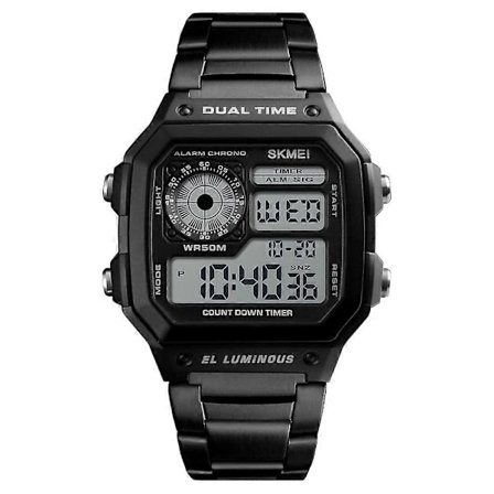 SKMEI Firkantet Urskive Business Herreur Vandtæt Dobbelt Tid EL Selvlysende Armbåndsur - Multicolor Sort