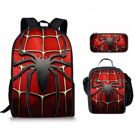Spider 3st Studenter Rygsæksæt, Børne Skoletaske Crossbody Taske Penalhus (6)
