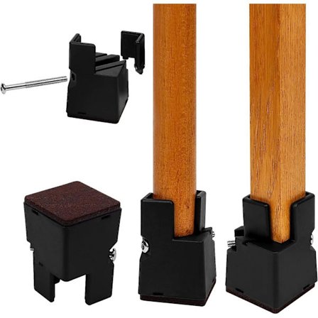 Sengeforhøjere 10 cm med justerbar skrueklemme, 4-pak kraftige møbelforhøjere, understøtter op til 2268 kg, passer til møbelben med tykkelse fra 0