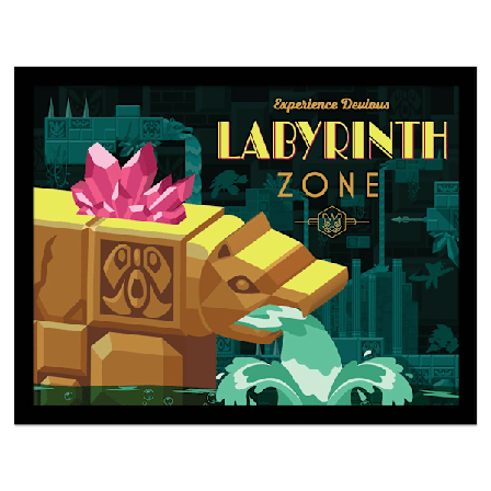 Sonic The Hedgehog Labyrinth Inramad Poster 40cm x 30cm Blå/Gul
