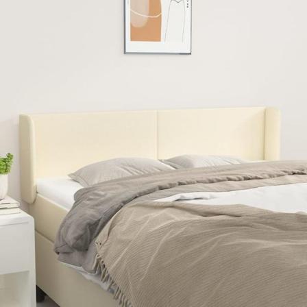 Vidaxl Huvudgavel Med Kanter Gräddvit 147x16x78/88 Cm Konstläder Kräm