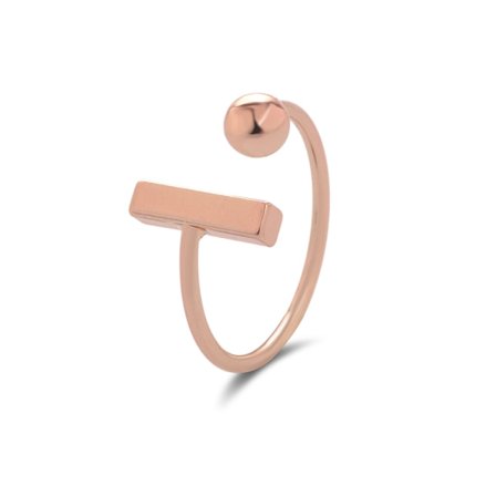 Ring i Rosé Guld Färg med Geometriska Former - Guldpläterad - Justerbar