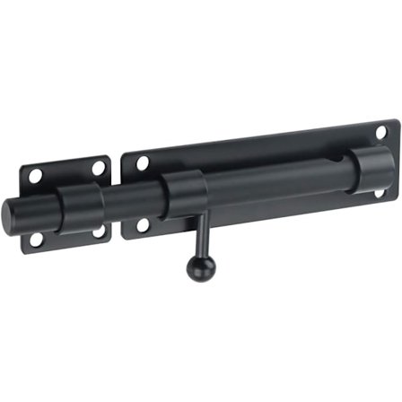 Skyvebolt Dørlås Fatløse Dørlås Utvendig Dørlås med Hengelåshull, Matt Svart Rustfritt Stål (Hengelås Ikke Inkludert)