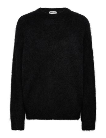 Weekday Oversized Knitted Mohair Blend Sweater - Black - XL