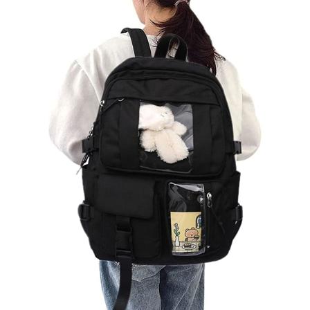 Kawai Rygsæk Skoletaske til Teen Piger, Studerende Laptop Dagrygsæk, Tilbage til Skole Tilbehør, Sort, One Size