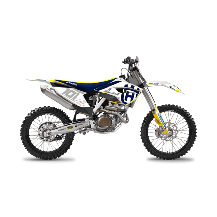 Blackbird Replica Maddii Racing 2018 Complete Decal Kit with Seat Cover White-Yellow-Blue - Husqvarna TE 125 2017-2019