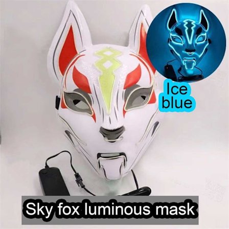 Anime Decor Fox Mask Neon Led Light Cosplay Mask Halloween Par
