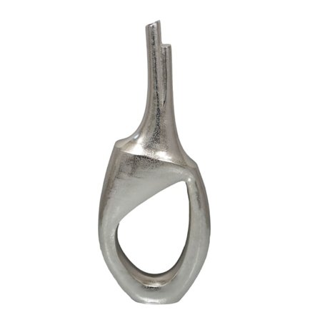 Sølvfarvet aluminiumsvase, 29x9x73 cm, moderne indretning