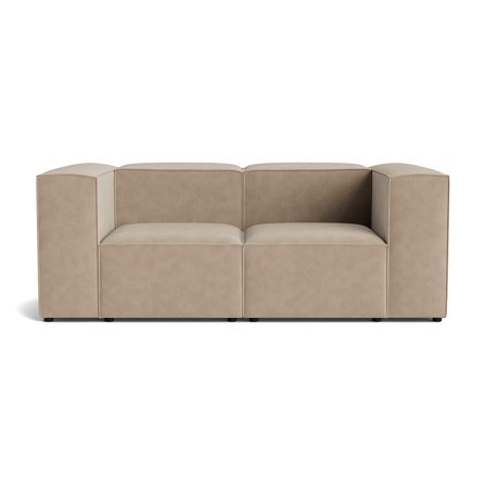 Lissabon 2-Sitzer-Sofa in Rebel Dunkelbeige, modernes Design mit Cord-Optik, bequeme mehrschichtige Schaumstoffpolsterung, 72cm Höhe