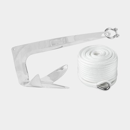 Ankringspakke båd NOCK Liten, til både op til 2 ton / op til 21 fod, rustfrit stål, Til manuel håndtering