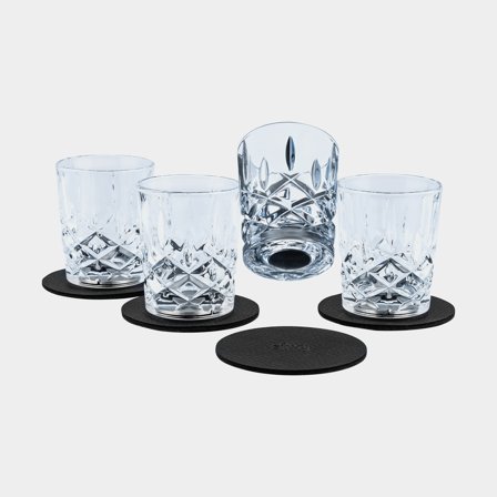 Verres à shot en cristal magnétiques Silwy Magnetic Crystal Glass Shot Nachtmann, transparent, 4 cl, 4-pack + sous-verres magnétiques
