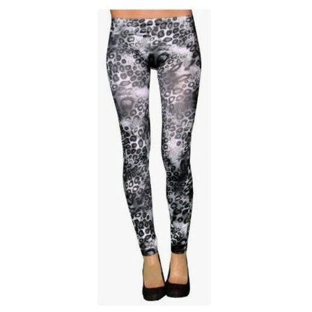 Leopard leggings i svartgrå färg