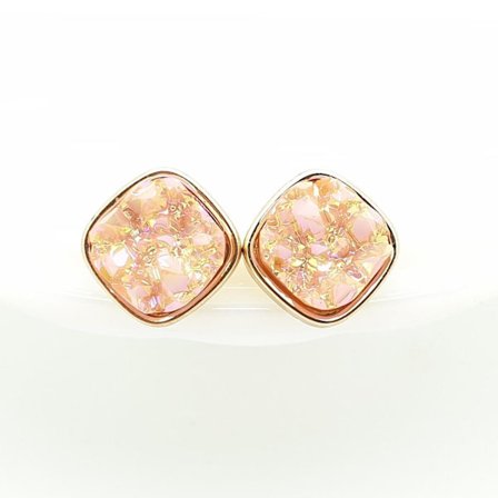 Durzy rock lava crystal shinning stone earring stud square