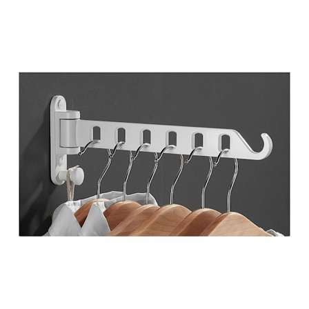 Väggmonterad klädhängare, svängbar väggmonterad hopfällbar klädhängare för balkong, badrum, hotell (vit)