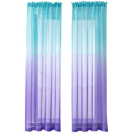2 st gradient gardiner av tyll för sovrum Voile gardiner fönsterbehandling paneler dekor -1.4X2.25M