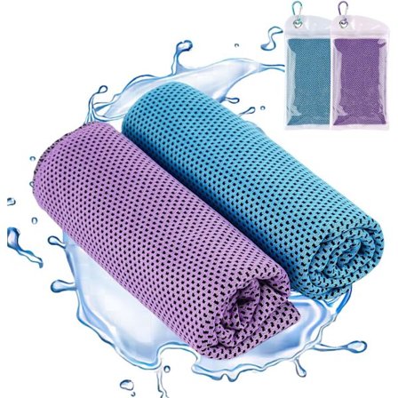 Kølehåndklæde, 2-pak bløde åndbare kølehåndklæder, mikrofiber svedhåndklæder (100x30cm), hurtigtørrende træningshåndklæde, is håndklæde