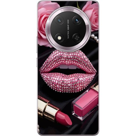 Kompatibel Mobilcover til Honor Honor Magic7 Lite Roze lippen diamanten make-up glitters