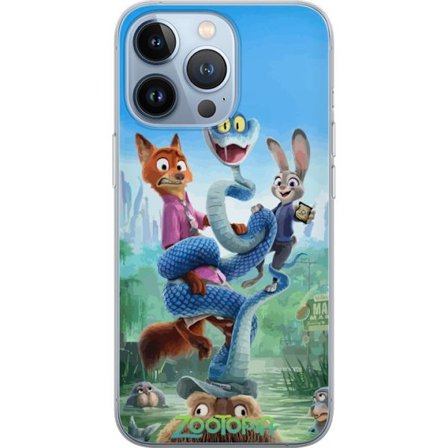 Kompatibelt Mobildeksel til Apple iPhone 13 Pro Zootopia inspirert animert plakat med rev kanin og slange fargerikt eventyr humor og familievennlig an