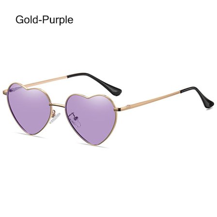Dam Hjärta Solglasögon Polariserade Glasögon GULD-LILA GULD-LILA