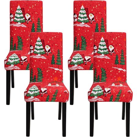 4-pakks Jule Stolsekk Trekk Strekkbar Avtakbar Vaskbar Spisestue Jul