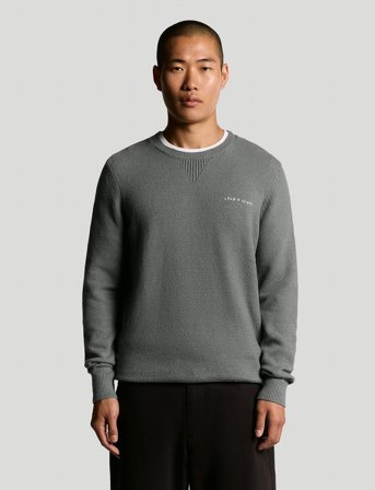 Lyle & Scott Script Knitted Crew Neck - Grey - L