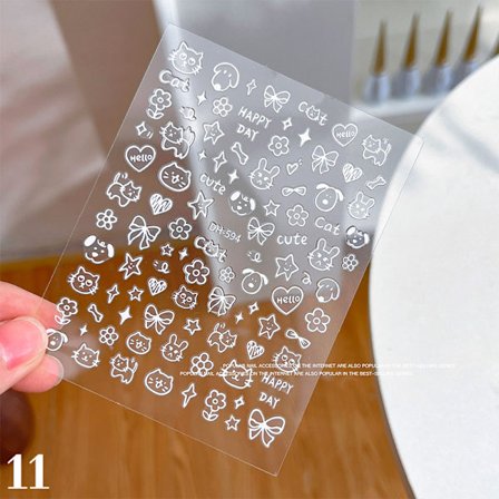 Tegnefilm Graffiti Sløjfe Ultra-tynd Nail Art Stickers Killing Hund Be