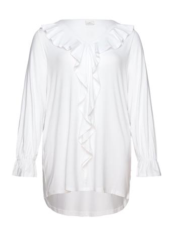 Carclarisa Life V-Neck Frill L/S Top Jrs White ONLY Carmakoma