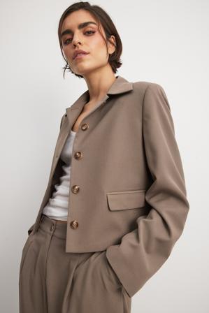 NA-KD Kurzer Oversized-Blazer - Kurzblazer - Braun - EU 32