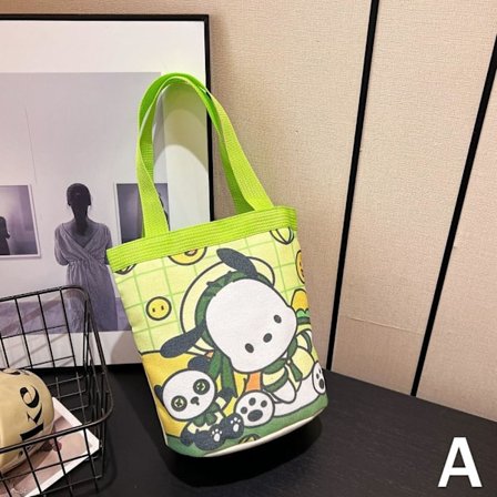 Söt Handväska Tecknat Tryck Liten Djur Hink Canvas Väska Söt T