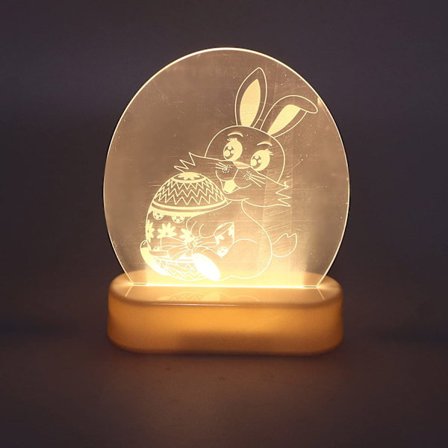 Kanin 3D nattlys, kanin som holder eggmønsterlampe energisparende LED påske lys batteridrevet skrivebord bordlamper for soverom stue barn