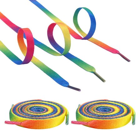 2 par flate brede skolisser regnbue lisser for rulleskøyter hockey skøyter støvler og vanlige sko