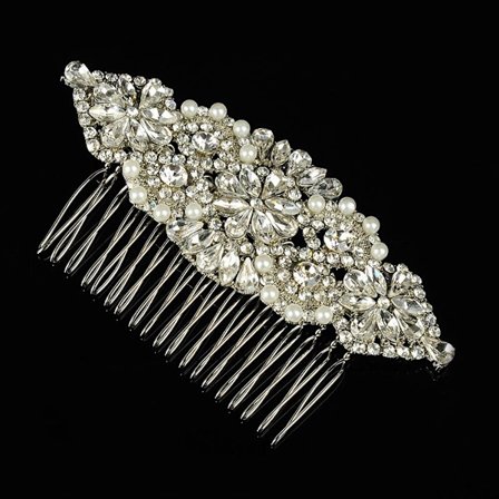 Sølvhårkam Krystallperle Hårnål Blomster Hårtilbehør