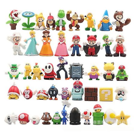 48 kpl Super Mario Bros Luigi Yoshi Donkey Kong Wario PVC-toimintahahmoja leluja keräilymalleja lapsille syntymäpäivälahjoiksi lahjaksi lapselle (FMY)