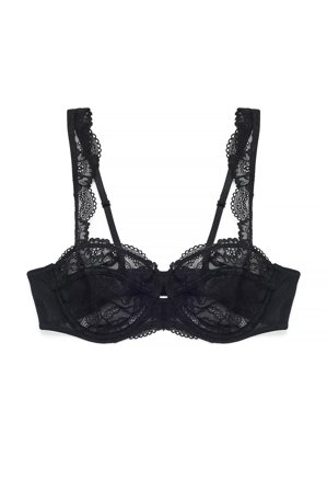 NA-KD - Balkonett-BH i blonder med brede stropper - BH-er - Svart - EU 75A