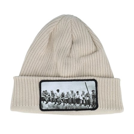 Public Domain - Beige cuff Bonnet - Lunch Atop A Skyscraper Beanie Sand Organic Cuff @ Hatstore