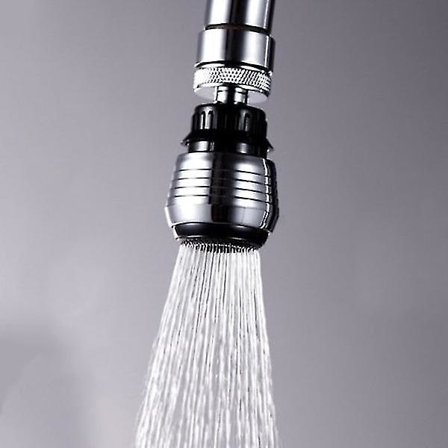 Munstycke för kran - 360 roterande vattenadapter silvergrå