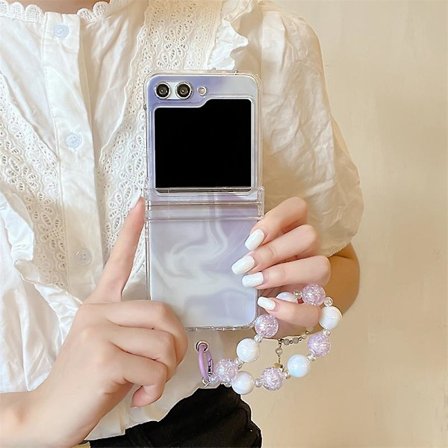 Z Flip 5 Skal, Sött Stjärnskal Kompatibelt Samsung Galaxy Z Flip 5 Med Armband Slim Stötsäkert Skyddsskal