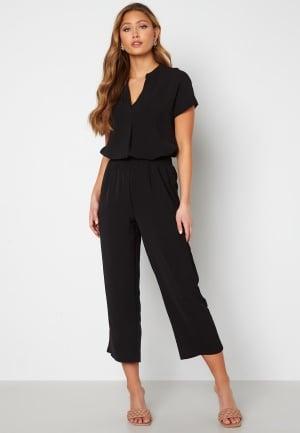 Bubbleroom - Matilde Smock Waist Ankle Trousers XS - Black - Byxor - Dam