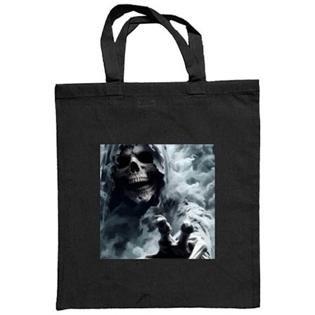 Stoffpose Grim Reaper-plakat dødskalle mørk kunst skrekk hjemsøkt tåke dødskalle skummel design