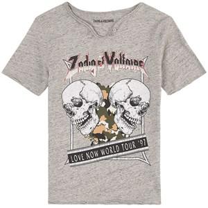 Kids - Zadig & Voltaire Grey Skull Detail T-Shirt - Tops - 10 years - Grey - Junge