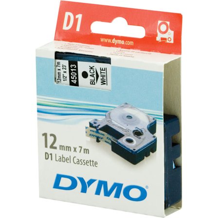 D1, label tape, 12 mm, black text on white tape, 7 m