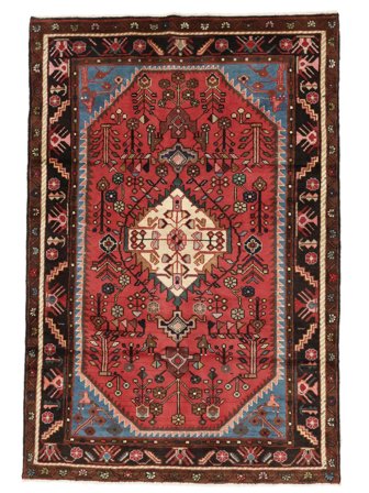 Oriental Hamadan Rug 129X193 Black/Dark Red Wool, Persia