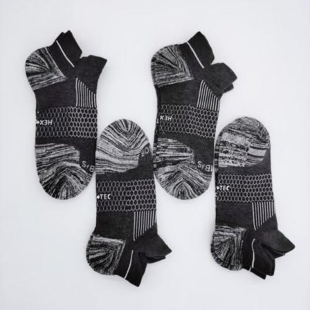 NEW 4 pairs BOMBAS Men's Honeycomb Lightweight running Ankle Socks Grey Size L