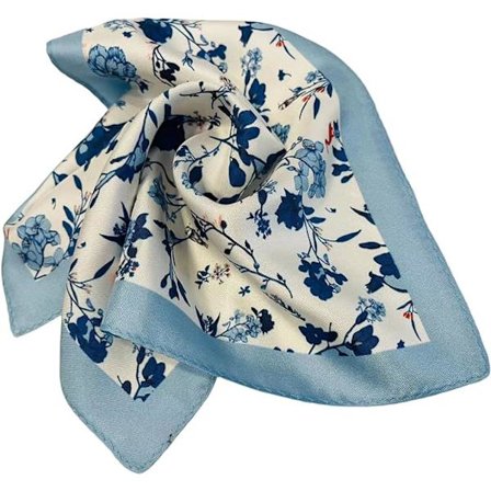 Lommetørkle, silkelommetørkle for menn, blå blomster- og fuglemønster, orientalsk kunst 30*30cm blå