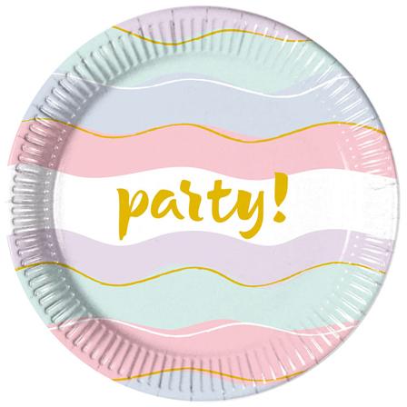 Pastel Paptallerkner 23 cm 8-pakning