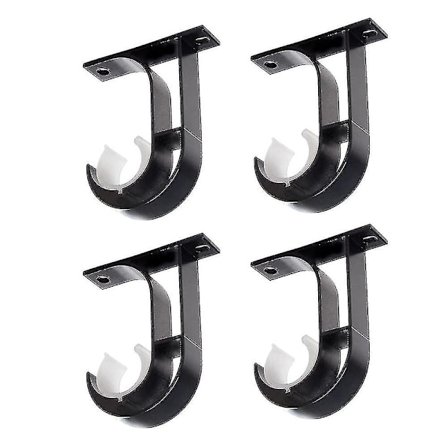 4 stk. Gardinstangsholder Beslag, Aluminiumlegering Hængestangsholder Garderobe Skab, Gardinstang Loftmontering Beslag (sort)