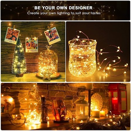 /#/2 x 10m Batteridrevne Lyskæder 100s Timerfunktion med/#/