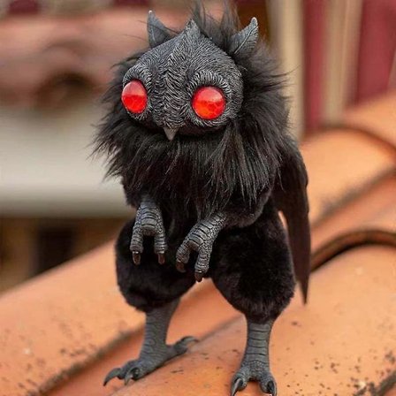 Mothman-vauva, aseteltava taidenukke koriste, söpö hartsi pehmo Mothman-patsas