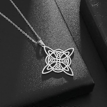 Häxknut Halsband Rostfritt Stål Magisk Knut Pagan Häxkonst Symboler Hänge Keltisk Knut Halsband Smycken Gåvor för Kvinnor